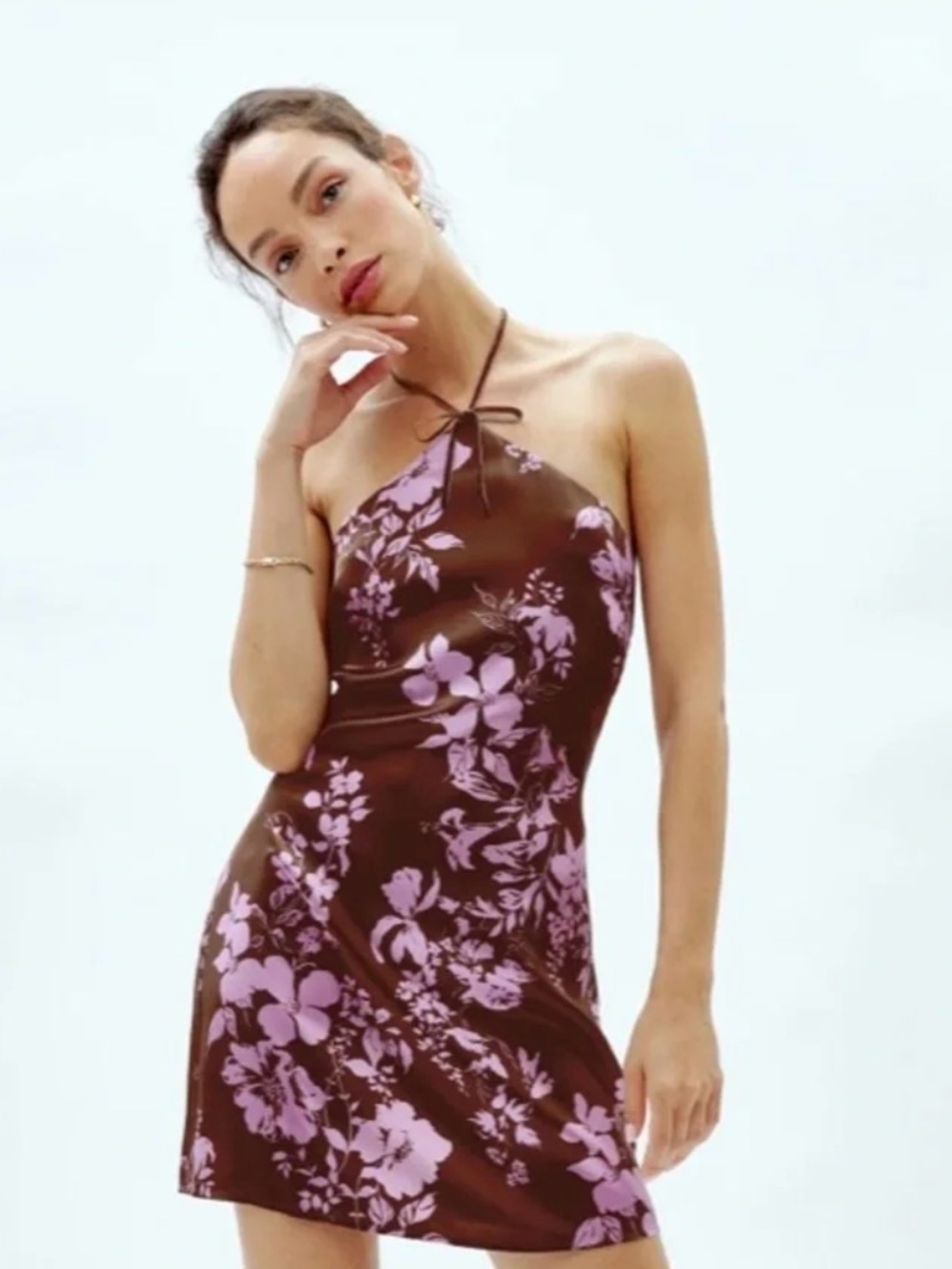 NWT Reformation 100% silk Poppie floral halter mini dress size 2